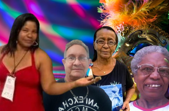 A arte carnavalesca exposta pelos poetas Baia, Maria José, Goreth e Frazão. Da Academia Poética Brasileira.
