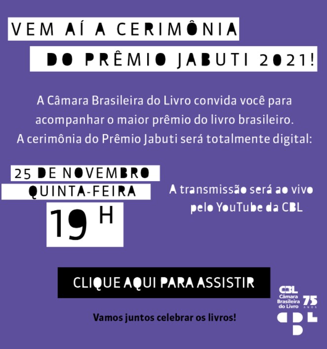 Prêmio Nacional Jabuti/21: o Facetubes irá se integrar à Rede Nacional. Assista conosco. 