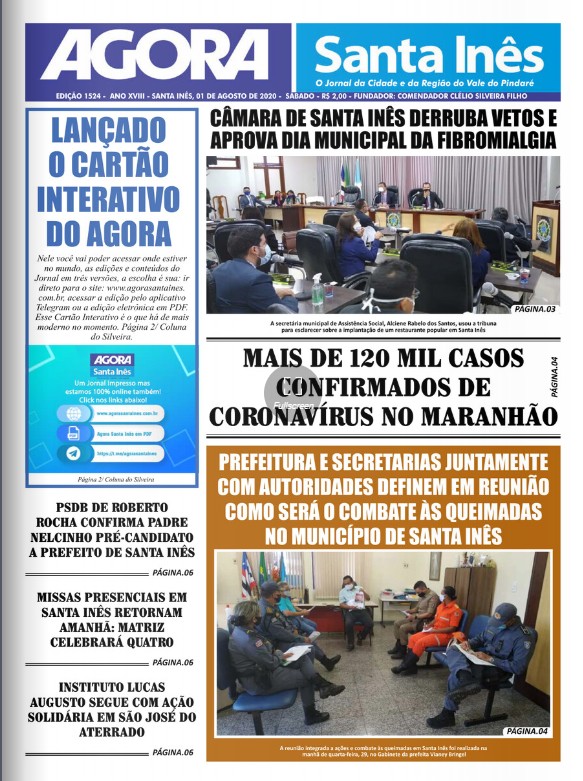 Edição de 01 de agosto de 2020, do jornal 