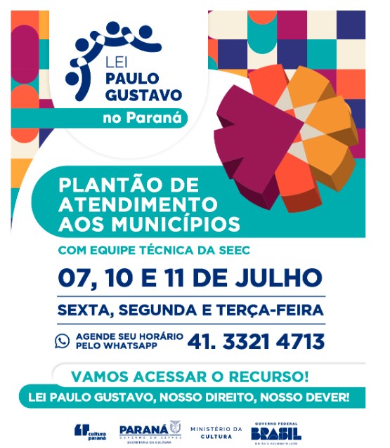 PARANÁ: Cultura fará plantão de atendimento a municípios sobre a Lei Paulo Gustavo