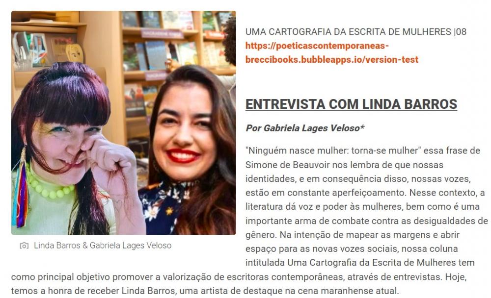 Entrevista exclusiva de Gabriela Veloso com a acadêmica APB, poeta Linda Barros
