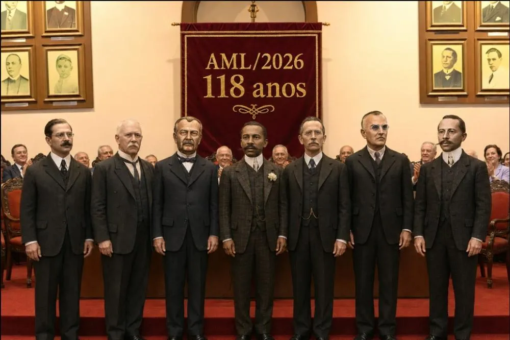 Integrantes do grupo-idealizador da AML, (não necessariamente nessa ordem):: Antônio Lobo, Astolfo Marques, Barbosa de Godóis, Clodoaldo Freitas, Fran Paxeco, Godofredo Viana e Ribeiro do Amaral. (Ginai/mhl).